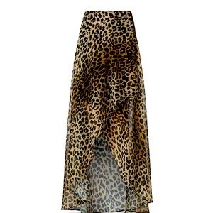 ALL SAINTS SIZE US4 SLVINA BROWN leopard printed sheer skirt w/ a second layer.